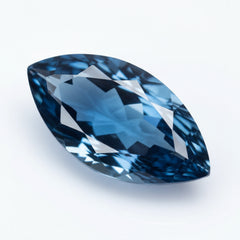 London Blue Topas, 1 Stück, grob, 10 x 20 mm, Marquise-Optik, facettiert, blau, hochwertige, lose Halbedelsteine
