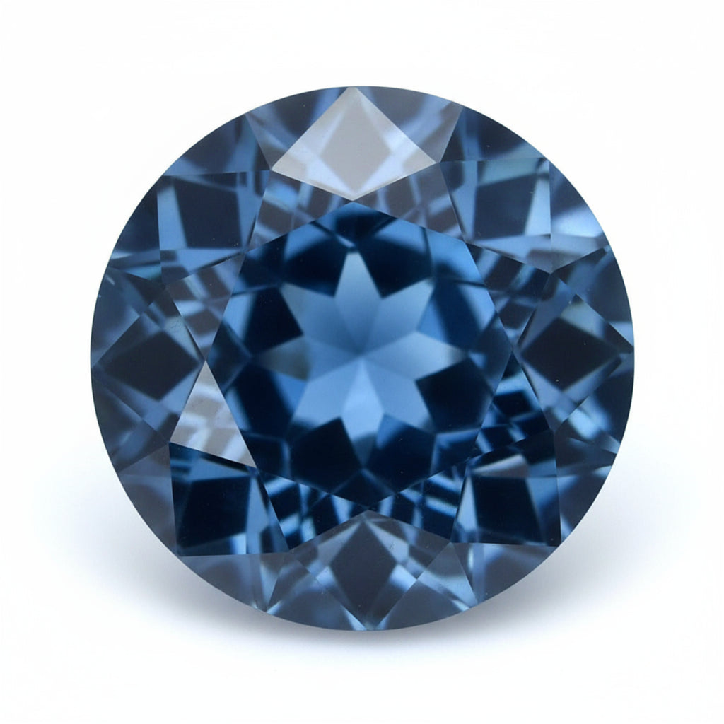 London Blue topaz 1PC Chunky 14x14 MM Round Faceted Blue Genuine Semi Precious Loose Gems