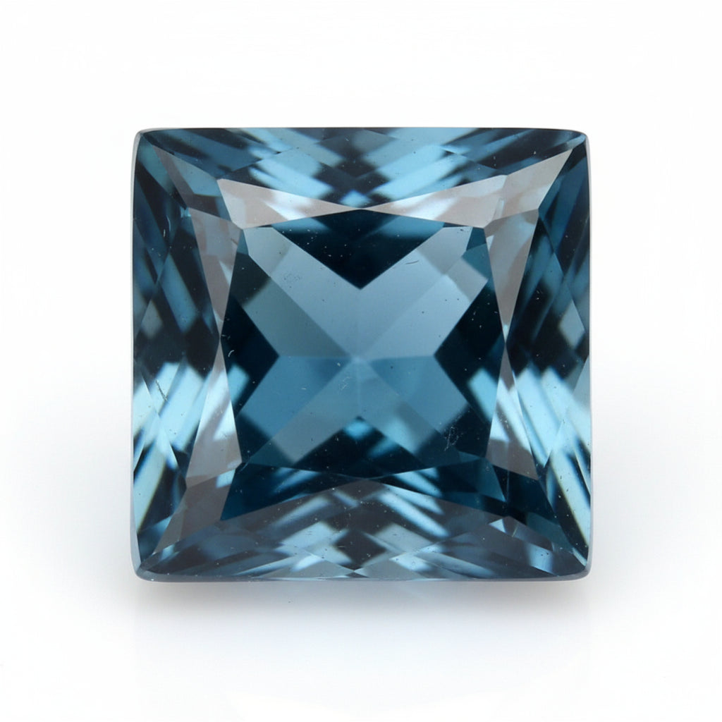 London Blue topaz 1PC Chunky 14x14 MM Square Faceted Blue Genuine Semi Precious Loose Gems