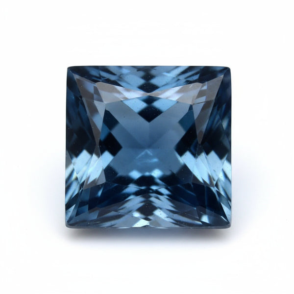 London Blue topaz 1PC Small 8x8 MM Square Faceted Blue Luster Semi Precious Loose Gemstones