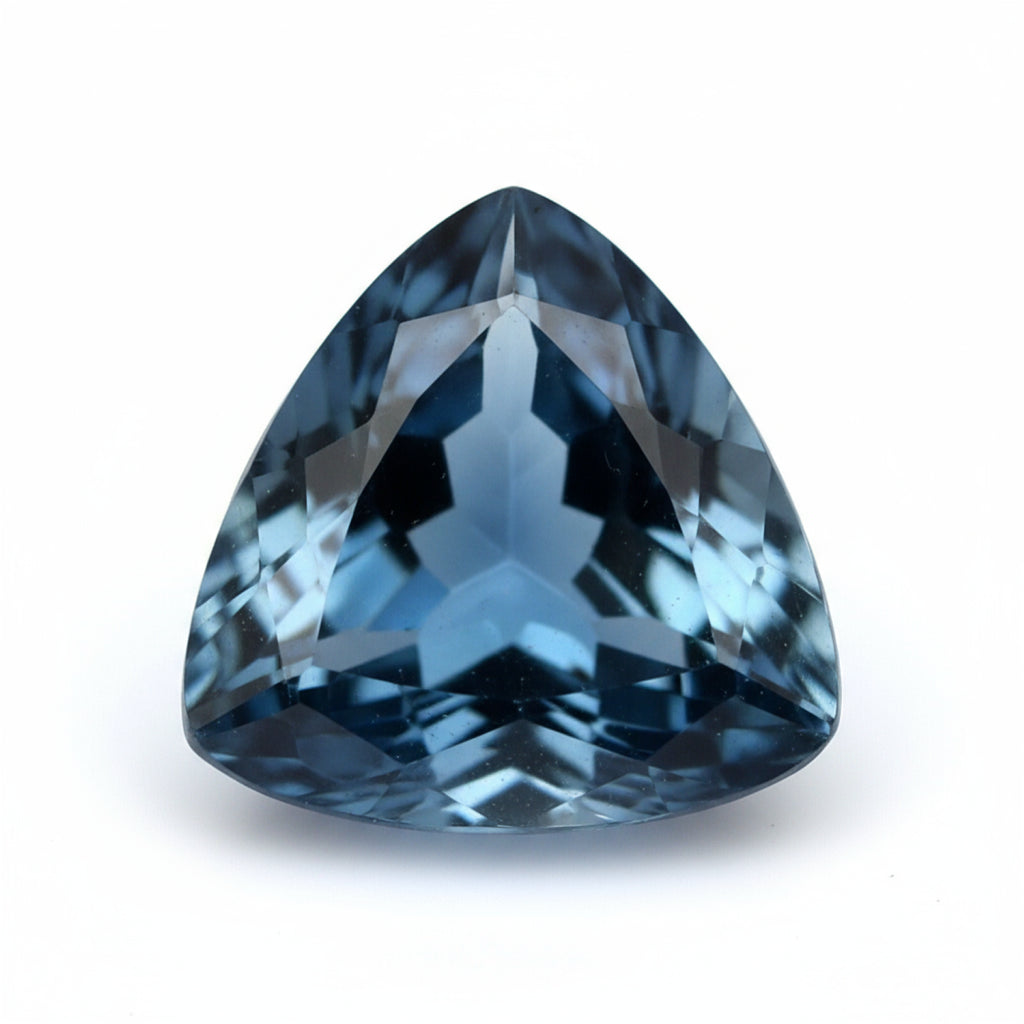 London Blue topaz 1PC Chunky 14x14 MM Triangle Faceted Blue Genuine Semi Precious Loose Gems