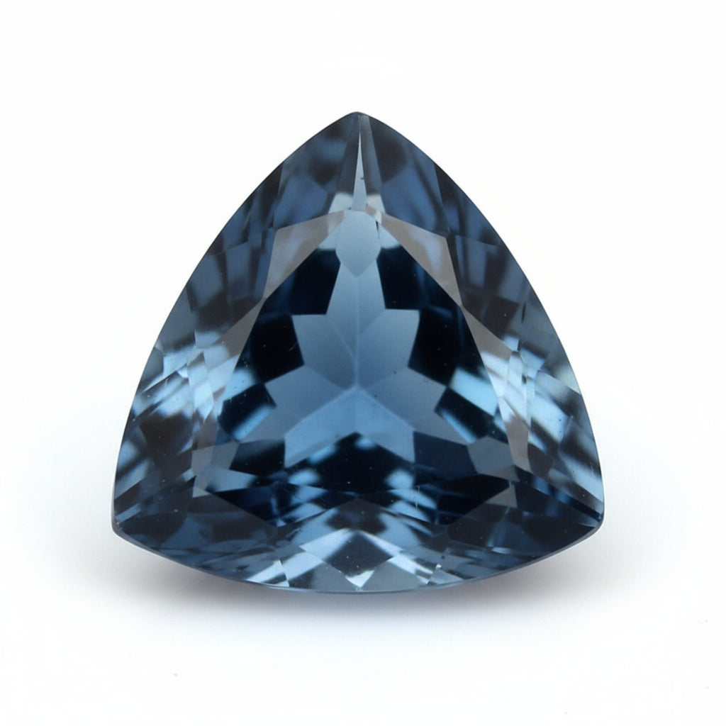 London Blue topaz 1PC Medium 9x9 MM Triangle Faceted Blue Lustrous Semi Precious Gems