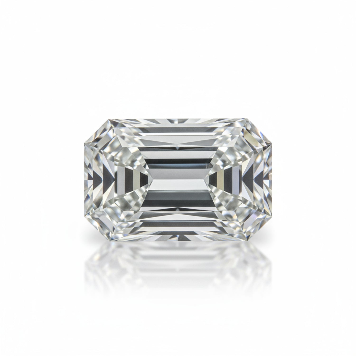 Lab Grown Diamond 1PC Small 6x8 MM Emerald Faceted White Lustrous Man Made Gems