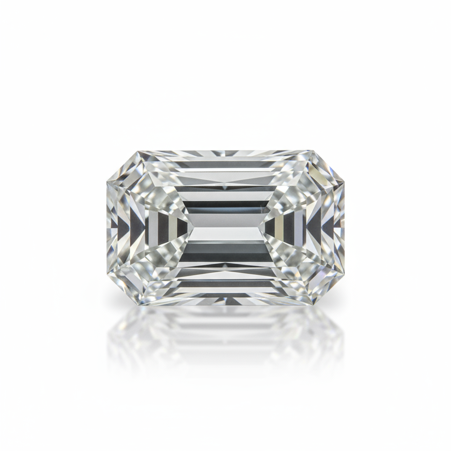 Lab Grown Diamond 1PC Small 6x8 MM Emerald Faceted White Lustrous Man Made Gems Huvudsaklig produktbild