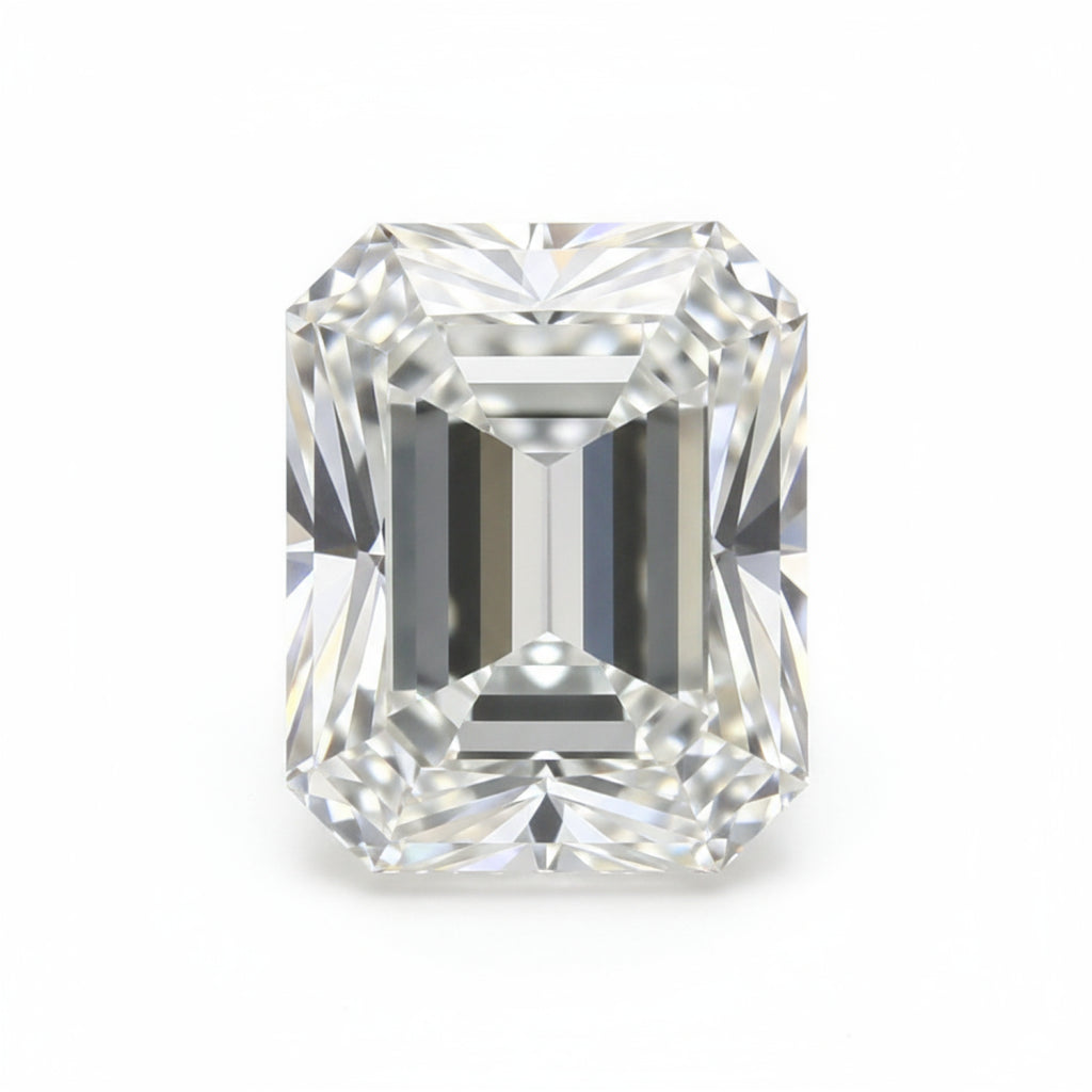 Lab Grown Diamond 1PC Medium 7x10 MM Emerald Faceted White High-Quality Man Made Loose Gemstones