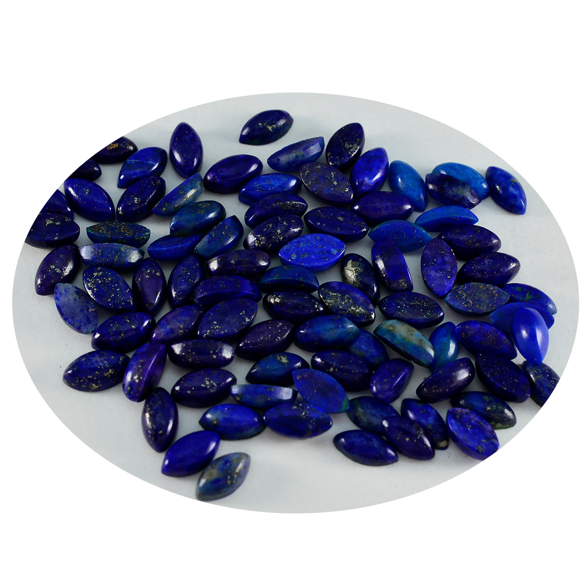 Lapis Lazuli 10PC Tiny 4x8 MM Marquise  Cabochon Blue Fiery semi Precious Loose Gemstone Sekundär produktbild