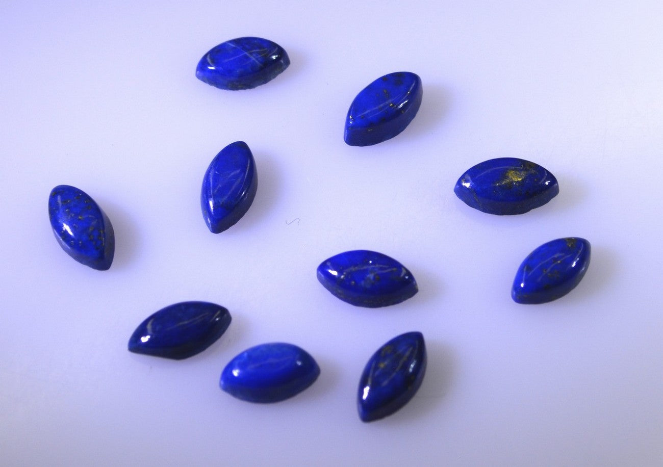 Lapis Lazuli 10PC Tiny 3x6 MM Marquise  Cabochon Blue Pure semi Precious Loose Gems