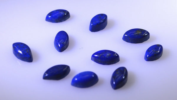 Lapis Lazuli 10PC Tiny 4x8 MM Marquise  Cabochon Blue Fiery semi Precious Loose Gemstone
