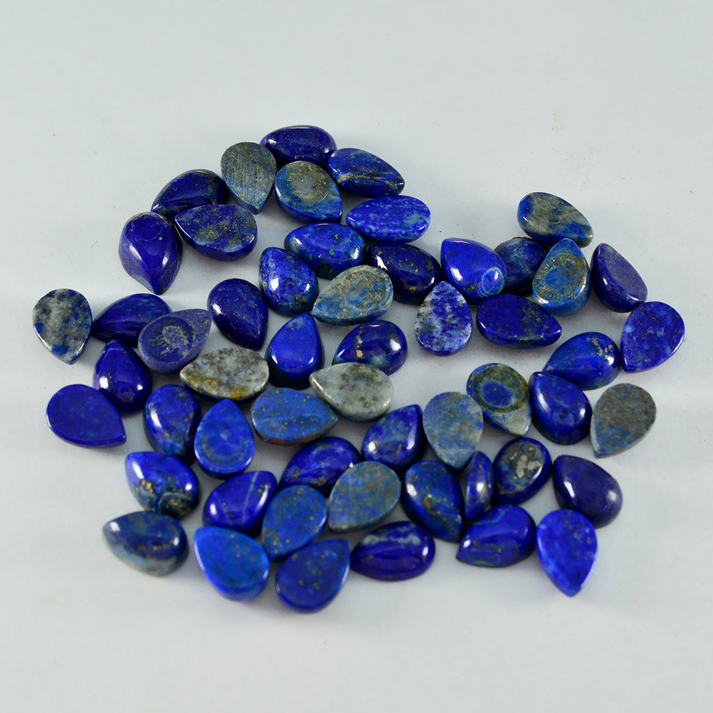Lapis Lazuli 10PC Tiny 4x6 MM Pear Cabochon Blue Brilliant semi Precious Loose Gemstones