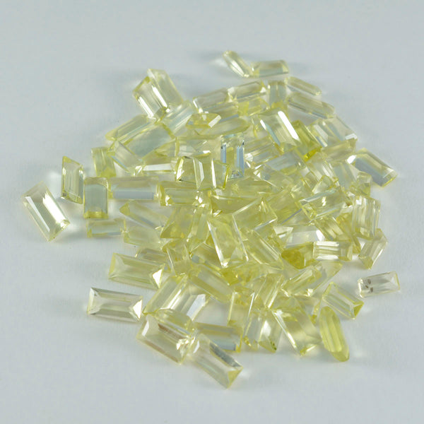 Lemon Quartz 1PC Small 5x10 MM Baguette Faceted Yellow Sparkling Semi Precious Gems