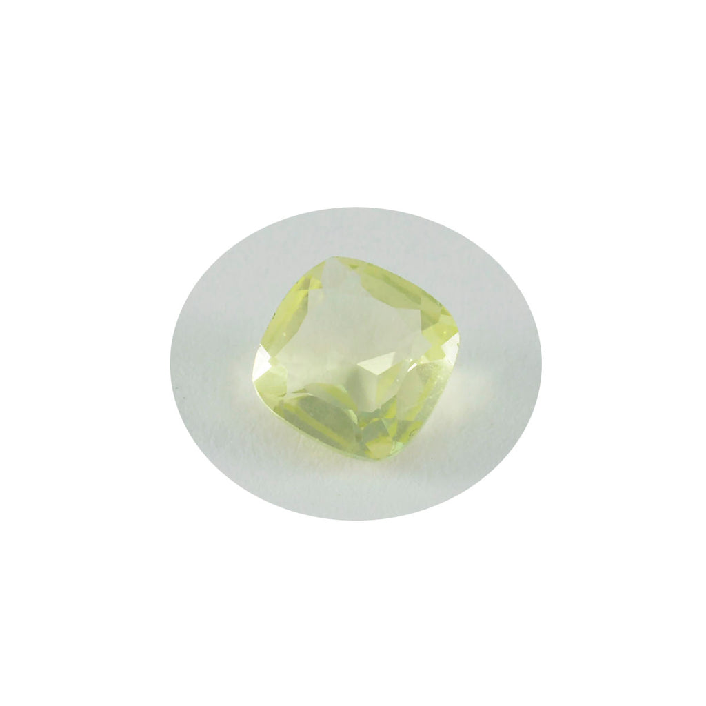 Lemon Quartz 1PC Large 10x10 MM Cushion Faceted Yellow Shine Semi Precious Loose Gemstones