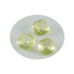 Lemon Quartz 1PC Small 8x8 MM Cushion Faceted Yellow Luster Semi Precious Loose Gems