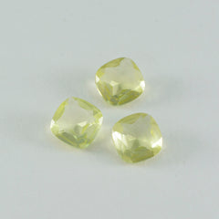 Lemon Quartz 1PC Medium 9x9 MM Cushion Faceted Yellow Lustrous Semi Precious Loose Gemstone