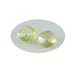 Lemon Quartz 1PC Medium 9x9 MM Cushion Faceted Yellow Lustrous Semi Precious Loose Gemstone