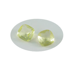 Lemon Quartz 1PC Medium 9x9 MM Cushion Faceted Yellow Lustrous Semi Precious Loose Gemstone