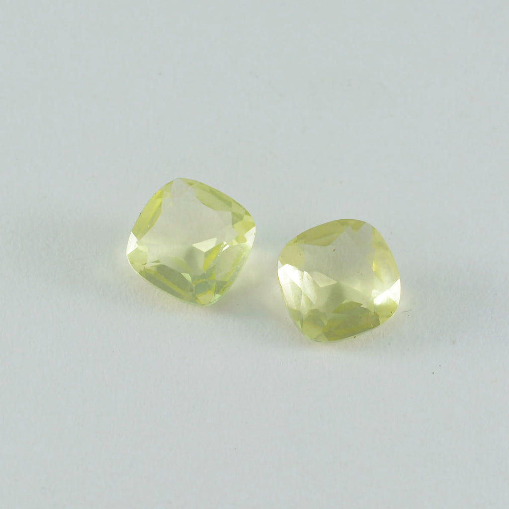 Lemon Quartz 1PC Chunky 14x14 MM Cushion Faceted Yellow Genuine Semi Precious Loose Gemstones