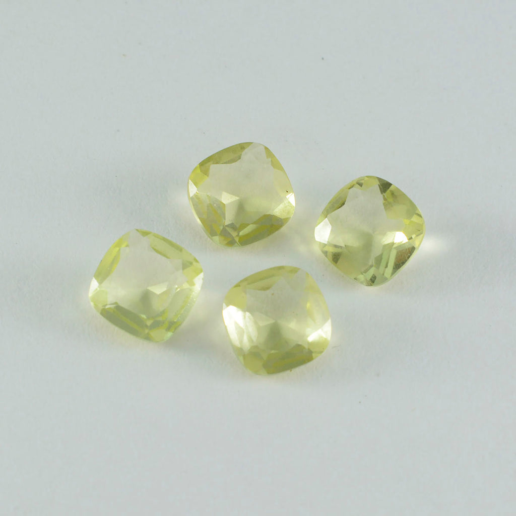 Lemon Quartz 1PC Small 8x8 MM Cushion Faceted Yellow Luster Semi Precious Loose Gems