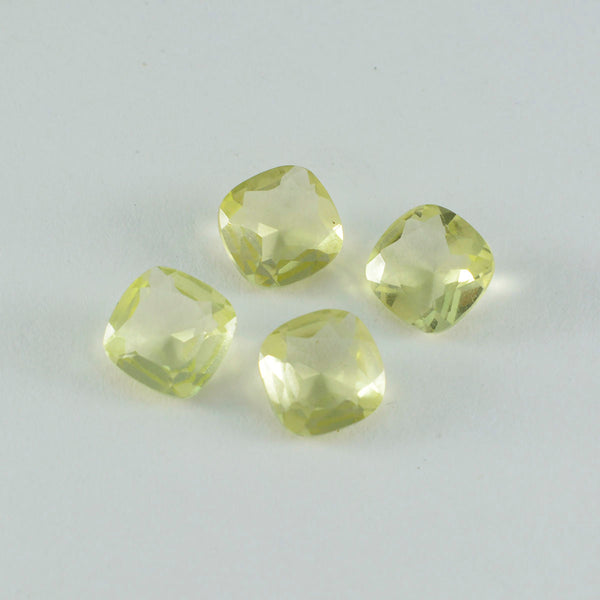 Lemon Quartz 1PC Small 8x8 MM Cushion Faceted Yellow Luster Semi Precious Loose Gems