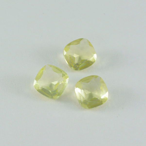 Lemon Quartz 1PC Medium 9x9 MM Cushion Faceted Yellow Lustrous Semi Precious Loose Gemstone