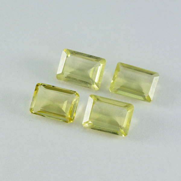 Lemon Quartz 1PC Large 10x12 MM Emerald Faceted Yellow Fine Semi Precious Loose Gemstone