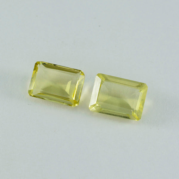 Lemon Quartz 1PC Chunky 12x16 MM Emerald Faceted Yellow Natural Semi Precious Gems