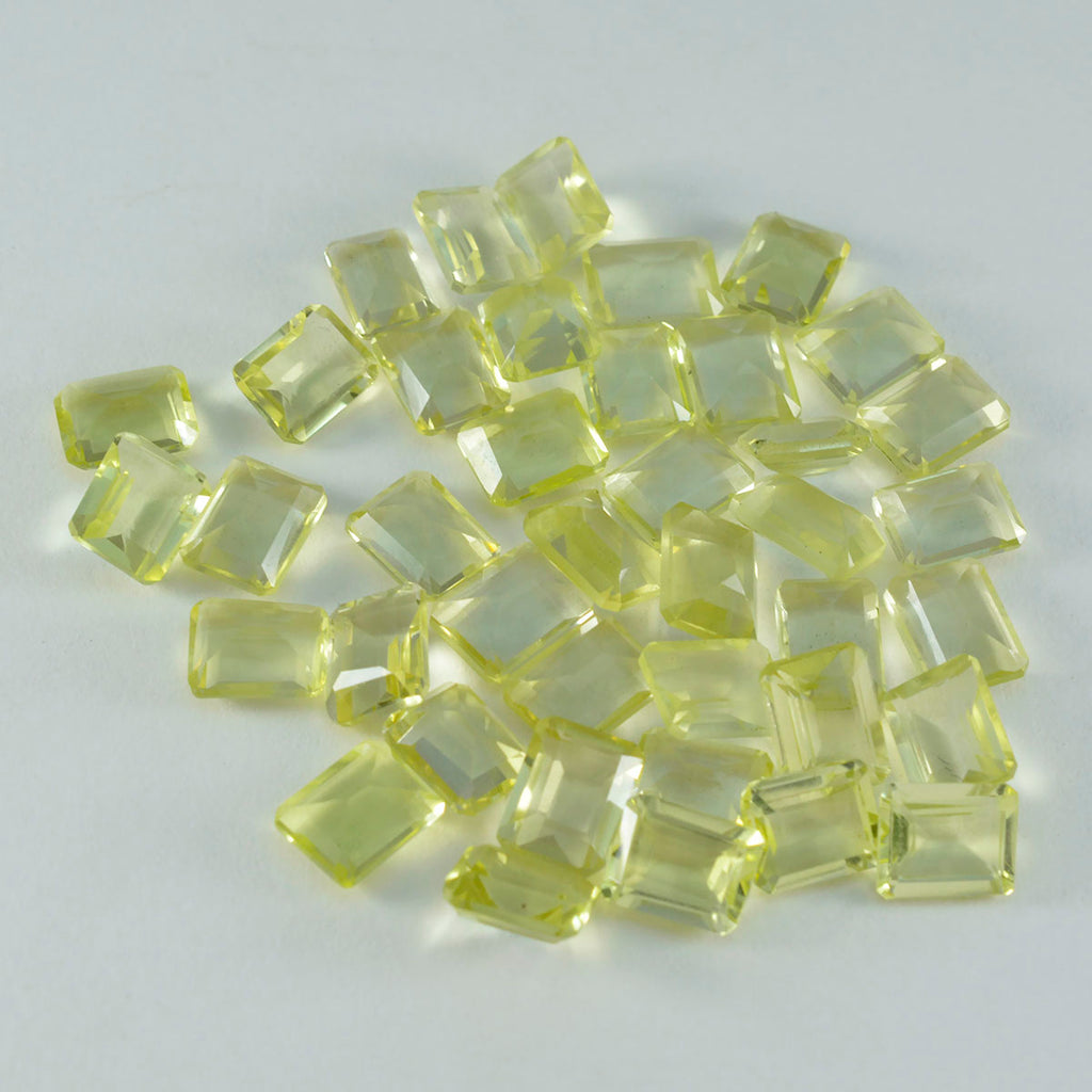 Lemon Quartz 1PC Tiny 5x7 MM Emerald Faceted Yellow Fiery Semi Precious Loose Gemstone