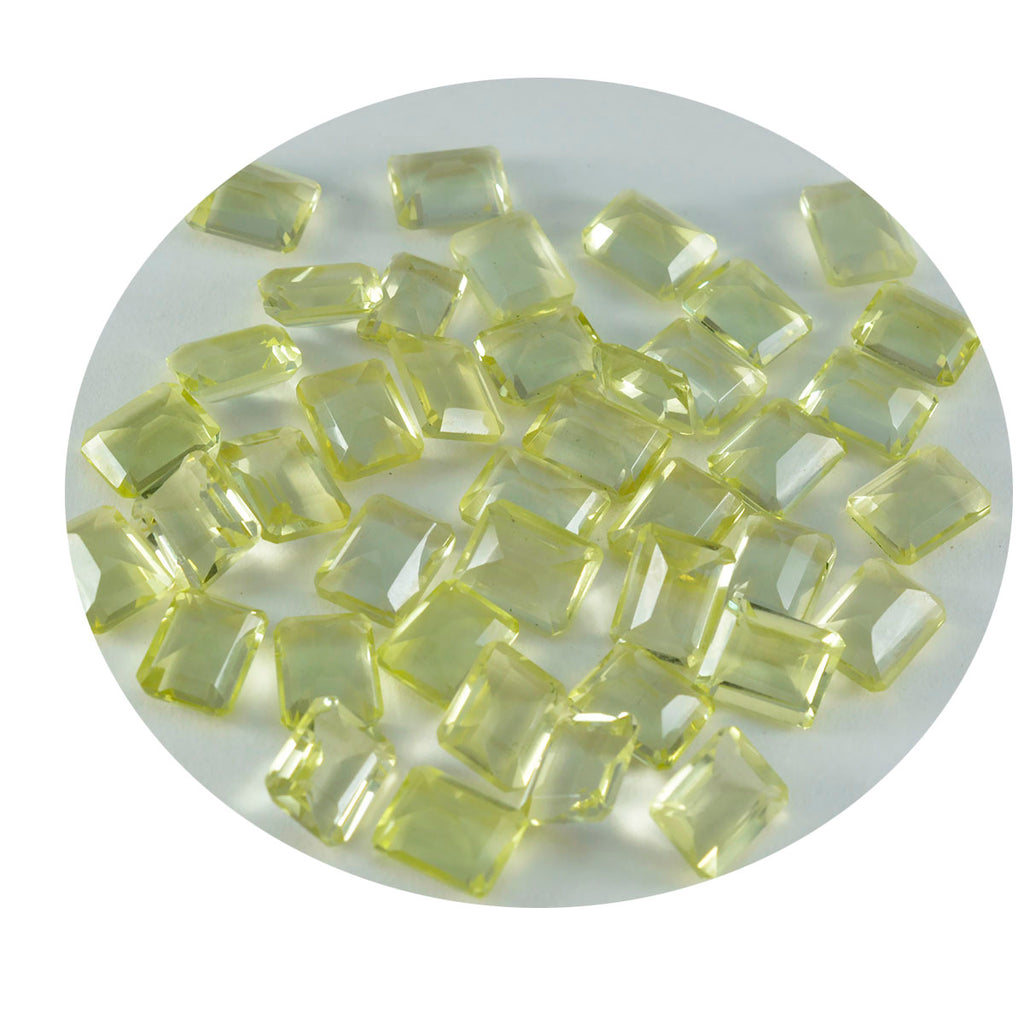 Lemon Quartz 1PC Tiny 5x7 MM Emerald Faceted Yellow Fiery Semi Precious Loose Gemstone