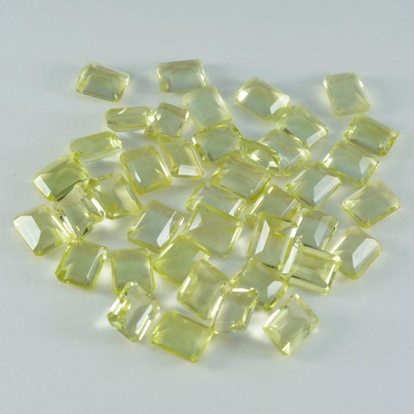 Lemon Quartz 1PC Small 6x8 MM Emerald Faceted Yellow Brilliant Semi Precious Loose Gemstones