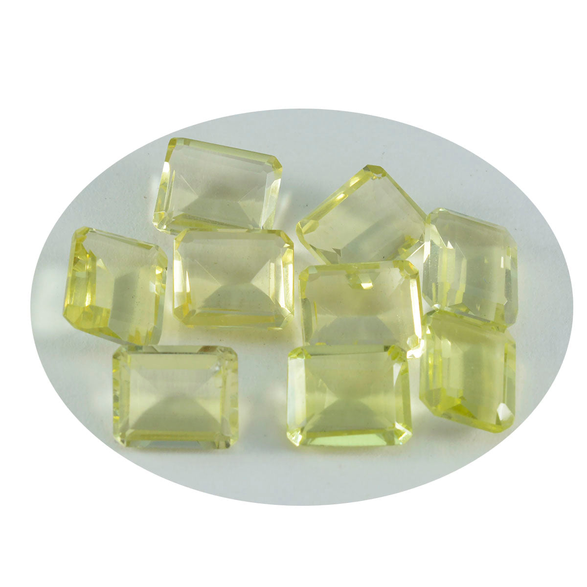 Lemon Quartz 1PC Small 6x8 MM Emerald Faceted Yellow Brilliant Semi Precious Loose Gemstones