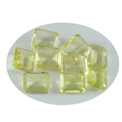 Lemon Quartz 1PC Small 6x8 MM Emerald Faceted Yellow Brilliant Semi Precious Loose Gemstones