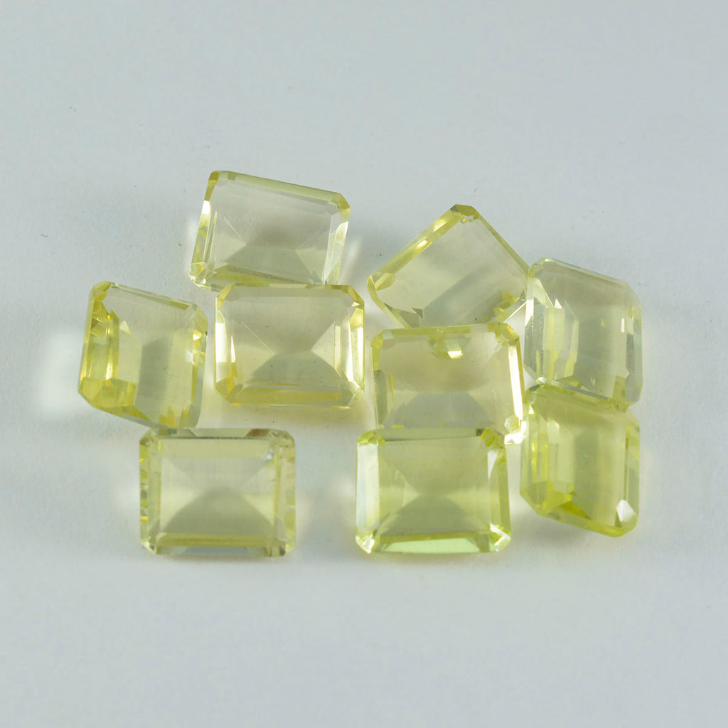 Lemon Quartz 1PC Medium 7x10 MM Emerald Faceted Yellow Splendid Semi Precious Loose Gemstone