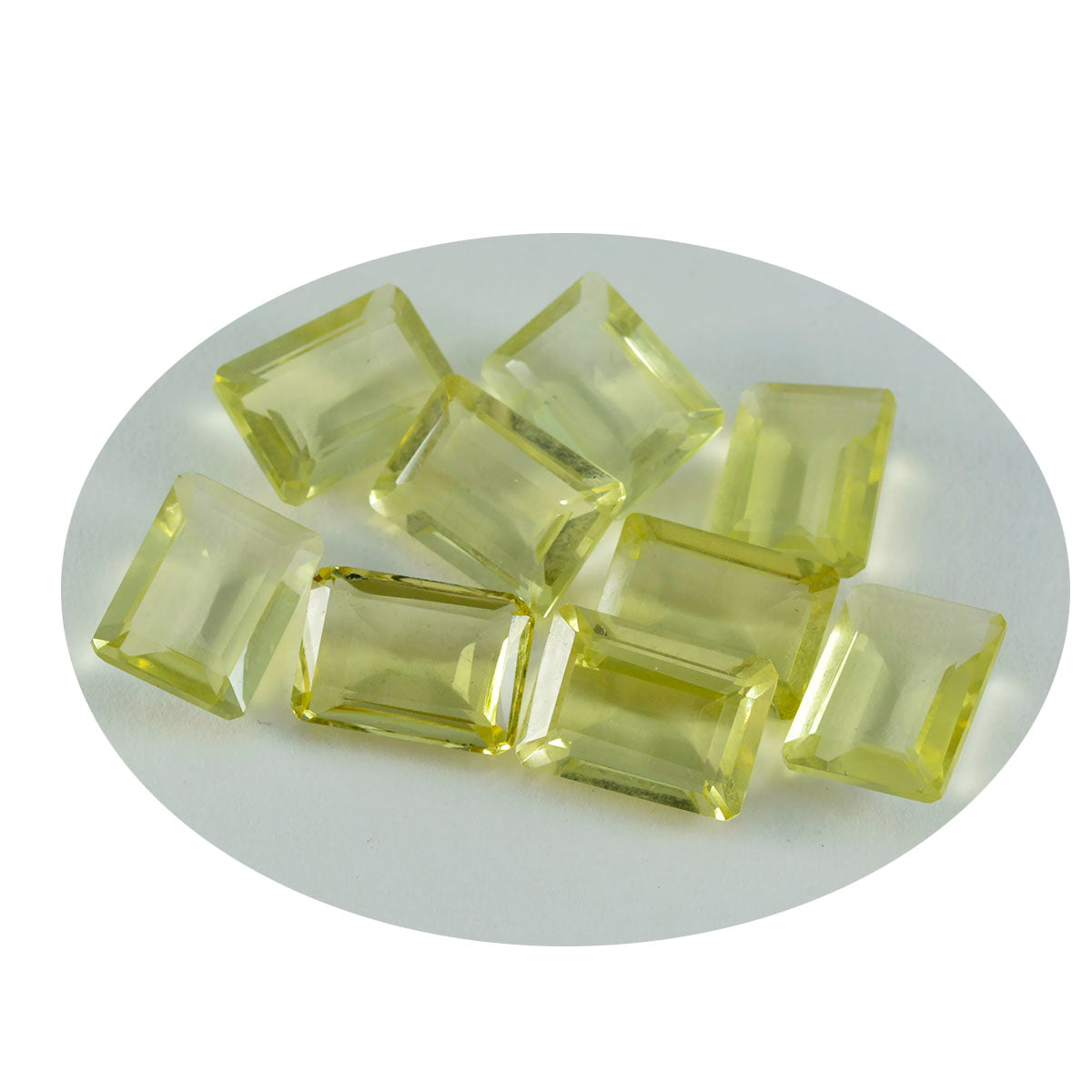 Lemon Quartz 1PC Medium 8x10 MM Emerald Faceted Yellow Luster Semi Precious Loose Gemstones メイン画像