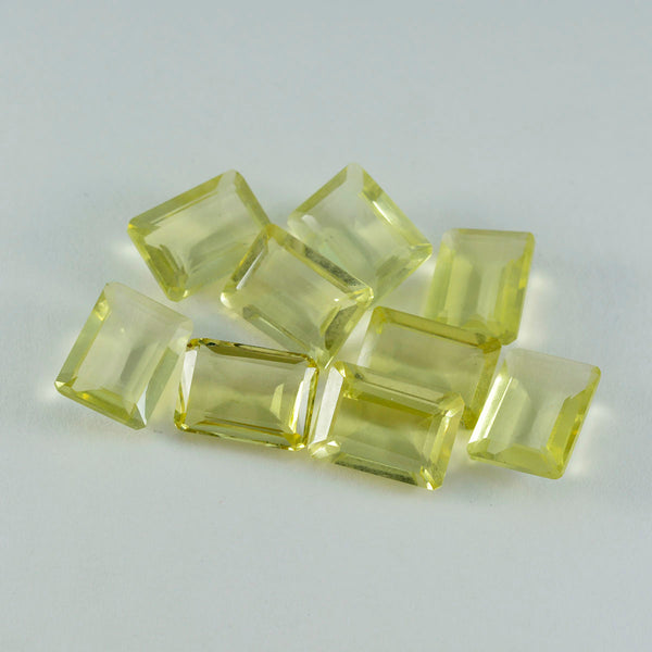 Lemon Quartz 1PC Tiny 5x7 MM Emerald Faceted Yellow Fiery Semi Precious Loose Gemstone