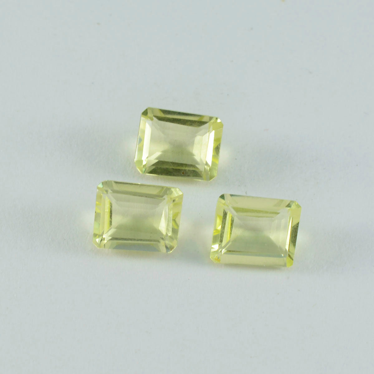Lemon Quartz 1PC Small 6x8 MM Emerald Faceted Yellow Brilliant Semi Precious Loose Gemstones