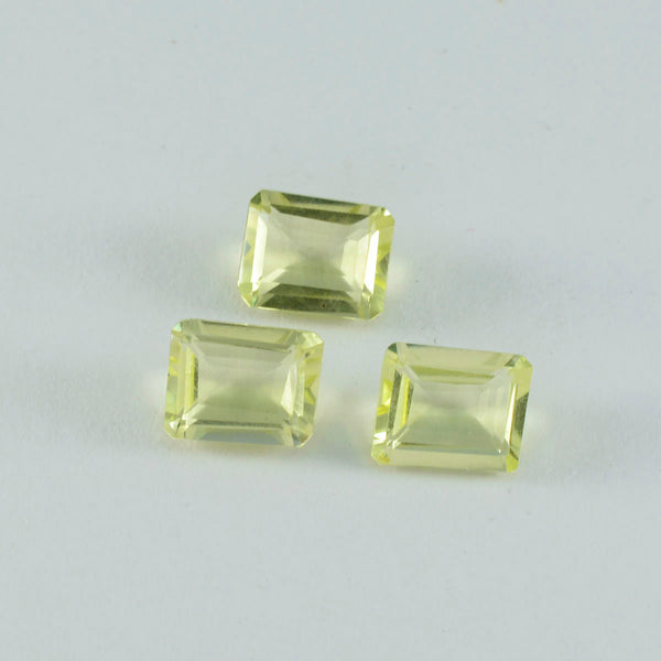 Lemon Quartz 1PC Small 6x8 MM Emerald Faceted Yellow Brilliant Semi Precious Loose Gemstones