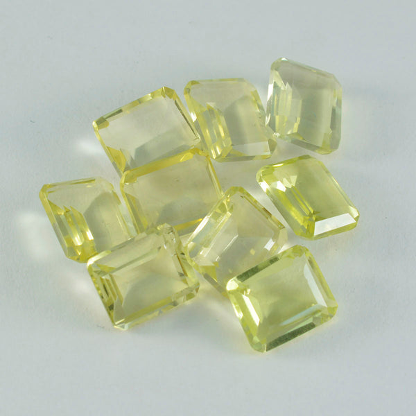 Lemon Quartz 1PC Small 7x9 MM Emerald Faceted Yellow Polished Semi Precious Loose Gems