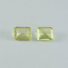 Lemon Quartz 1PC Large 9x11 MM Emerald Faceted Yellow Lustrous Semi Precious Gems