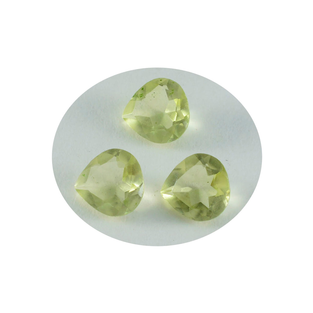 Lemon Quartz 1PC Large 10x10 MM Heart Faceted Yellow Shine Semi Precious Loose Gemstones