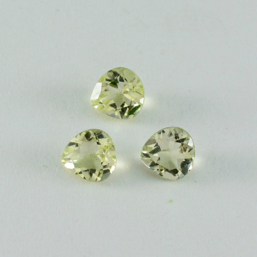 Lemon Quartz 1PC Medium 9x9 MM Heart Faceted Yellow Lustrous Semi Precious Loose Gemstone