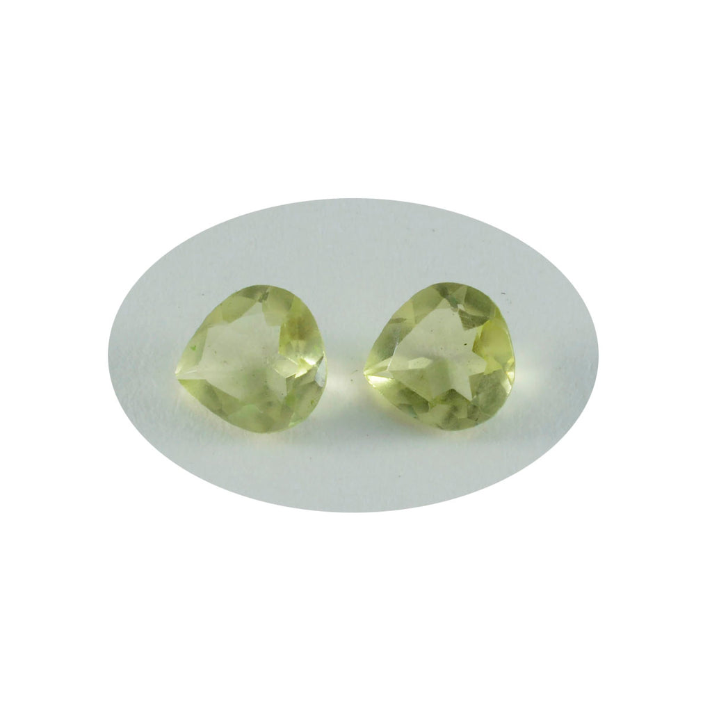 Lemon Quartz 1PC Medium 9x9 MM Heart Faceted Yellow Lustrous Semi Precious Loose Gemstone