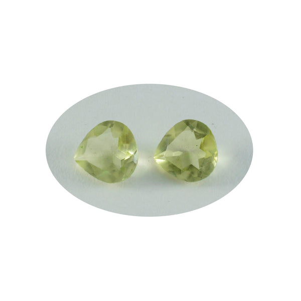 Lemon Quartz 1PC Medium 9x9 MM Heart Faceted Yellow Lustrous Semi Precious Loose Gemstone