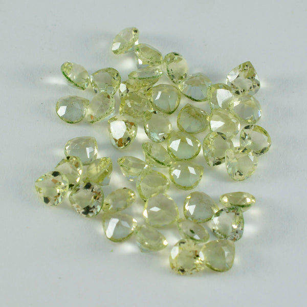 Lemon Quartz 10PC Tiny 4x4 MM Heart Faceted Yellow Brilliant Semi Precious Loose Gems