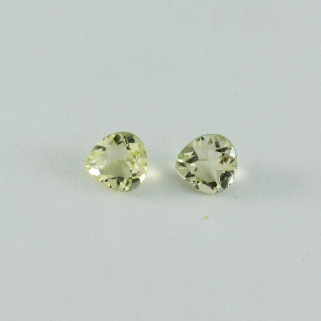 Lemon Quartz 1PC Tiny 6x6 MM Heart Faceted Yellow Polished Semi Precious Loose Gemstones