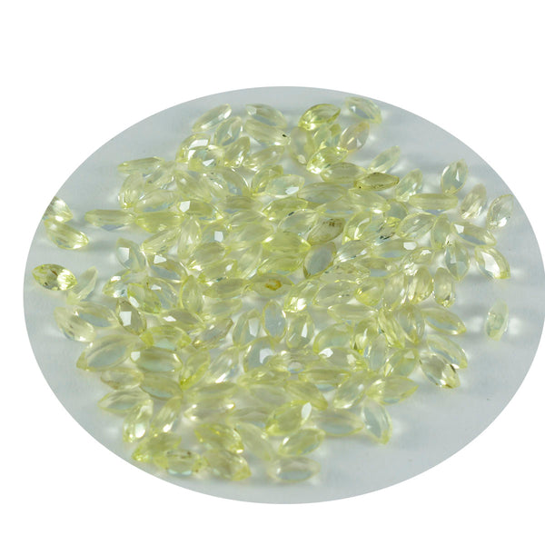 Lemon Quartz 10PC Tiny 2x4 MM Marquise Faceted Yellow Lustrous Semi Precious Loose Gemstone