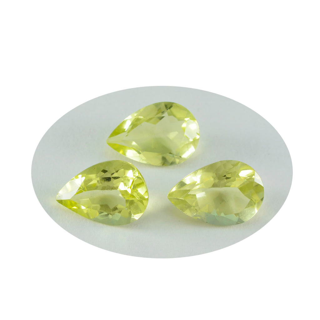 Lemon Quartz 1PC Chunky 12x16 MM Pear Faceted Yellow Fiery Semi Precious Loose Gemstone