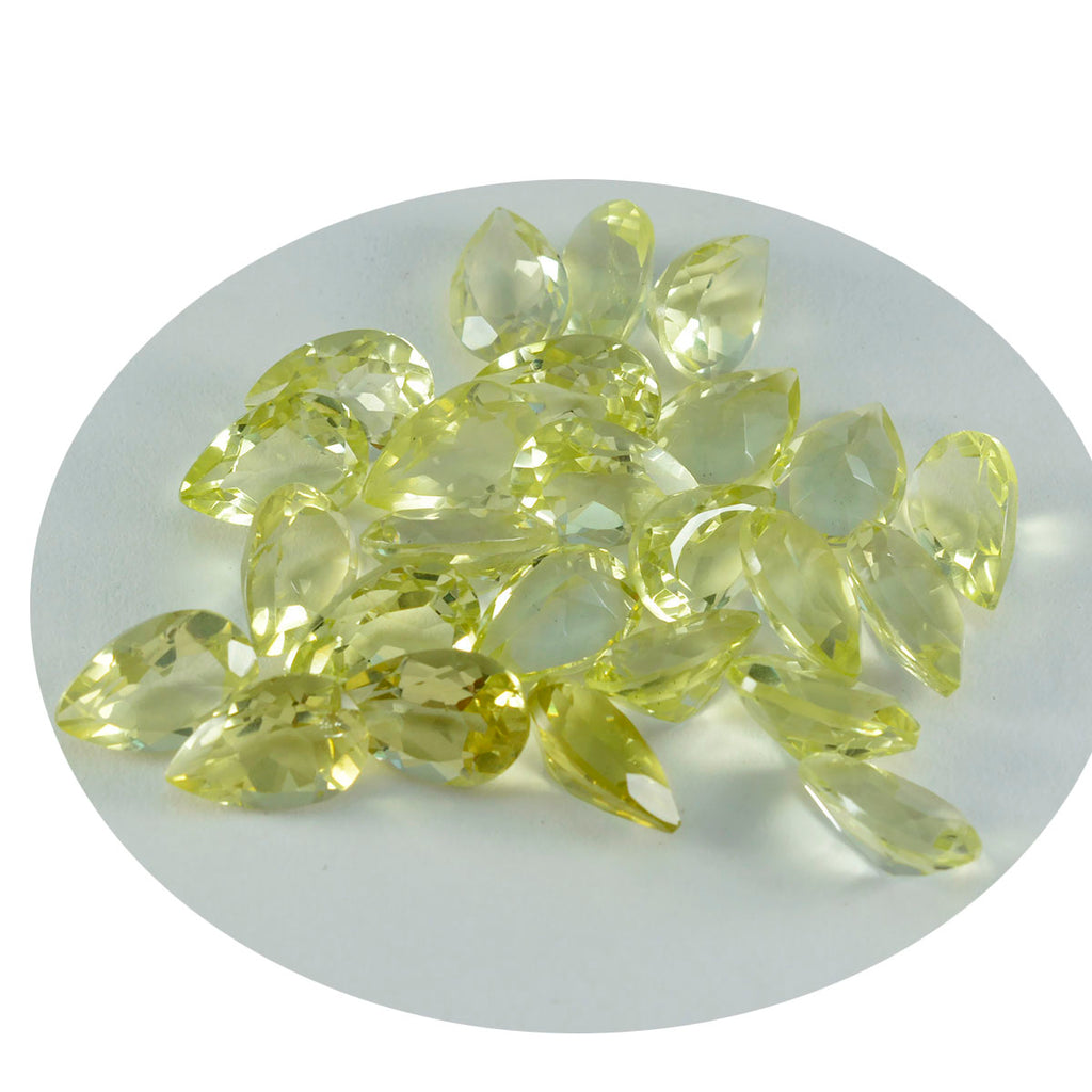 Lemon Quartz 1PC Small 6x9 MM Pear Faceted Yellow Lustrous Semi Precious Loose Gemstone