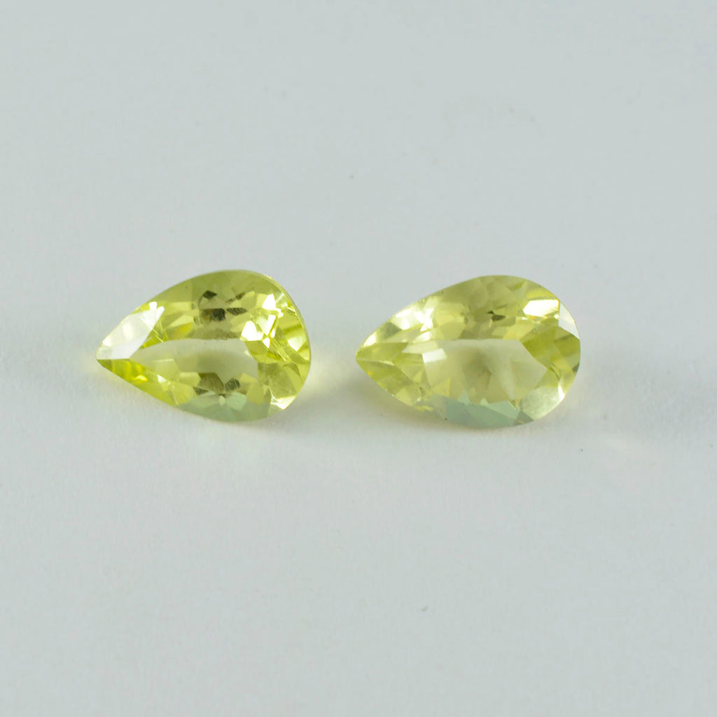 Lemon Quartz 1PC Chunky 15x20 MM Pear Faceted Yellow Sparkling Semi Precious Gems