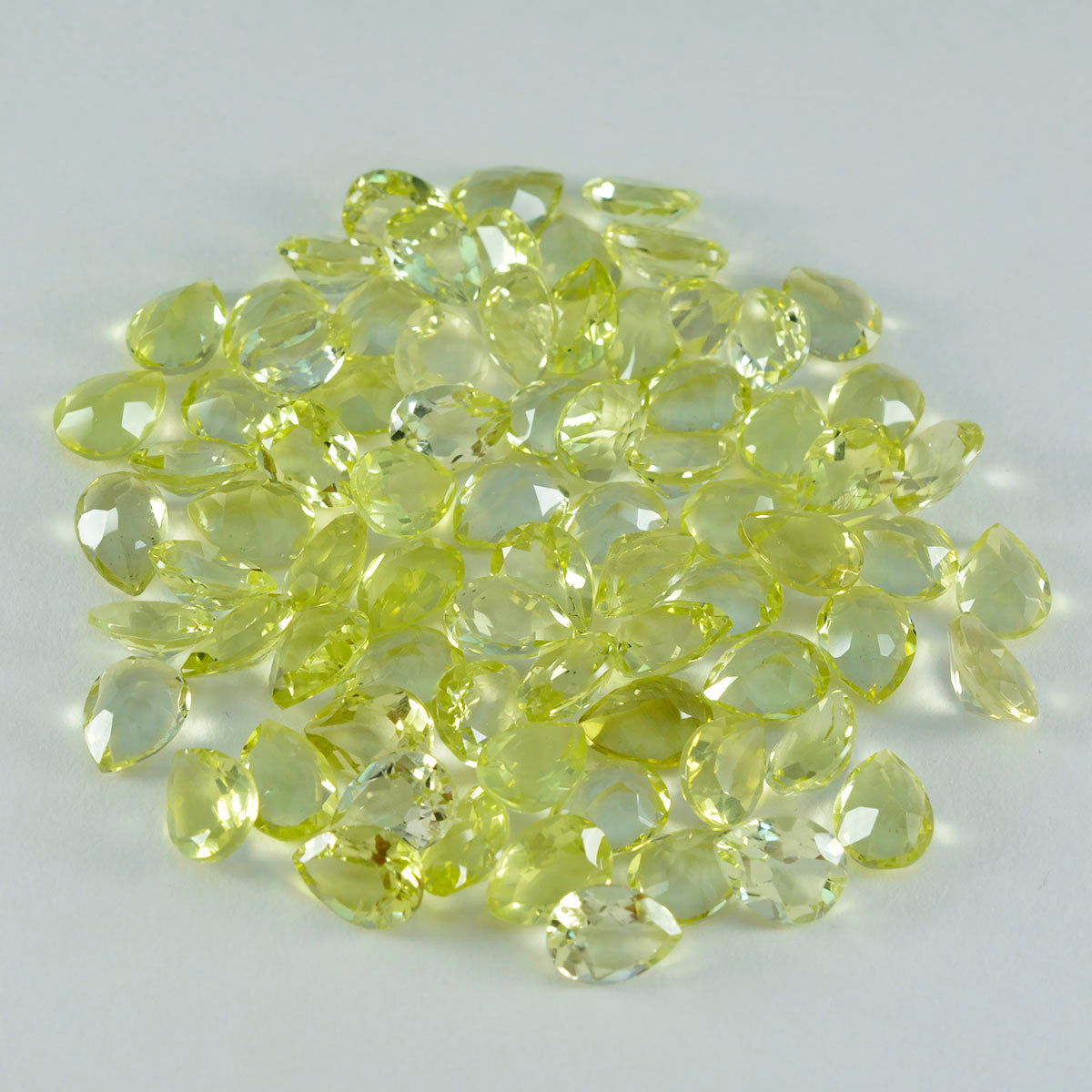 Lemon Quartz 10PC Tiny 4x6 MM Pear Faceted Yellow Polished Semi Precious Loose Gemstones メイン画像