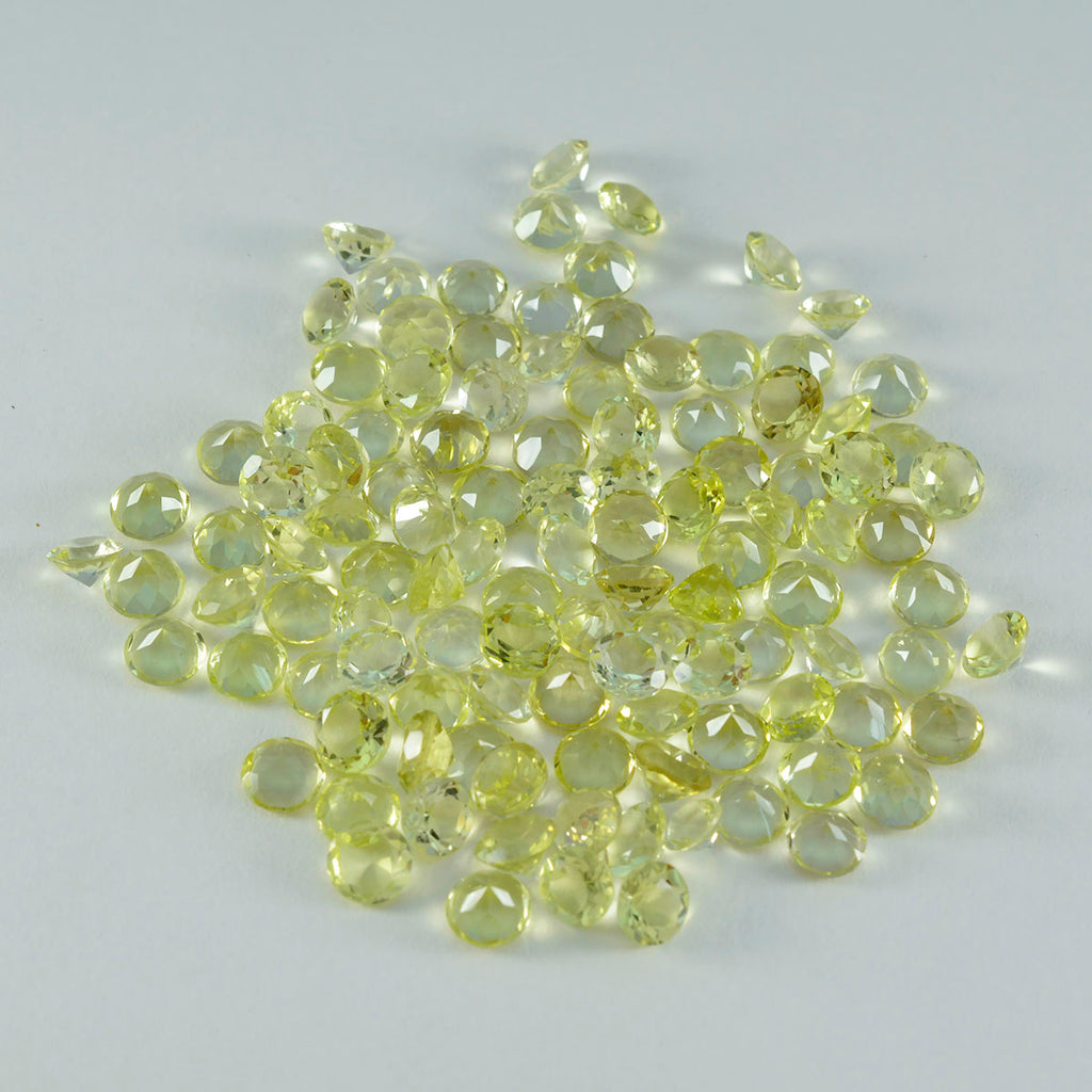 Lemon Quartz 10PC Tiny 4x4 MM Round Faceted Yellow Brilliant Semi Precious Loose Gems