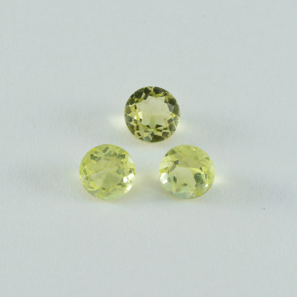 Lemon Quartz 1PC Small 8x8 MM Round Faceted Yellow Luster Semi Precious Loose Gems